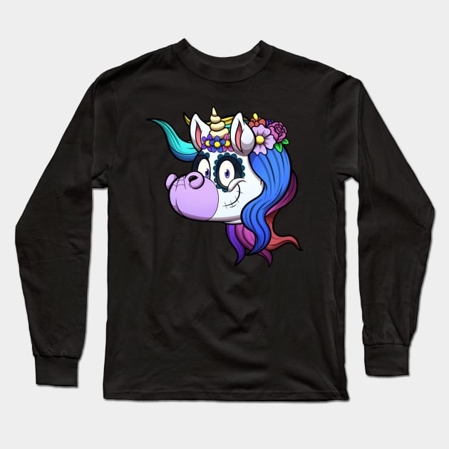 Day Of The Dead Unicorn Long Sleeve T-Shirt by TheMaskedTooner